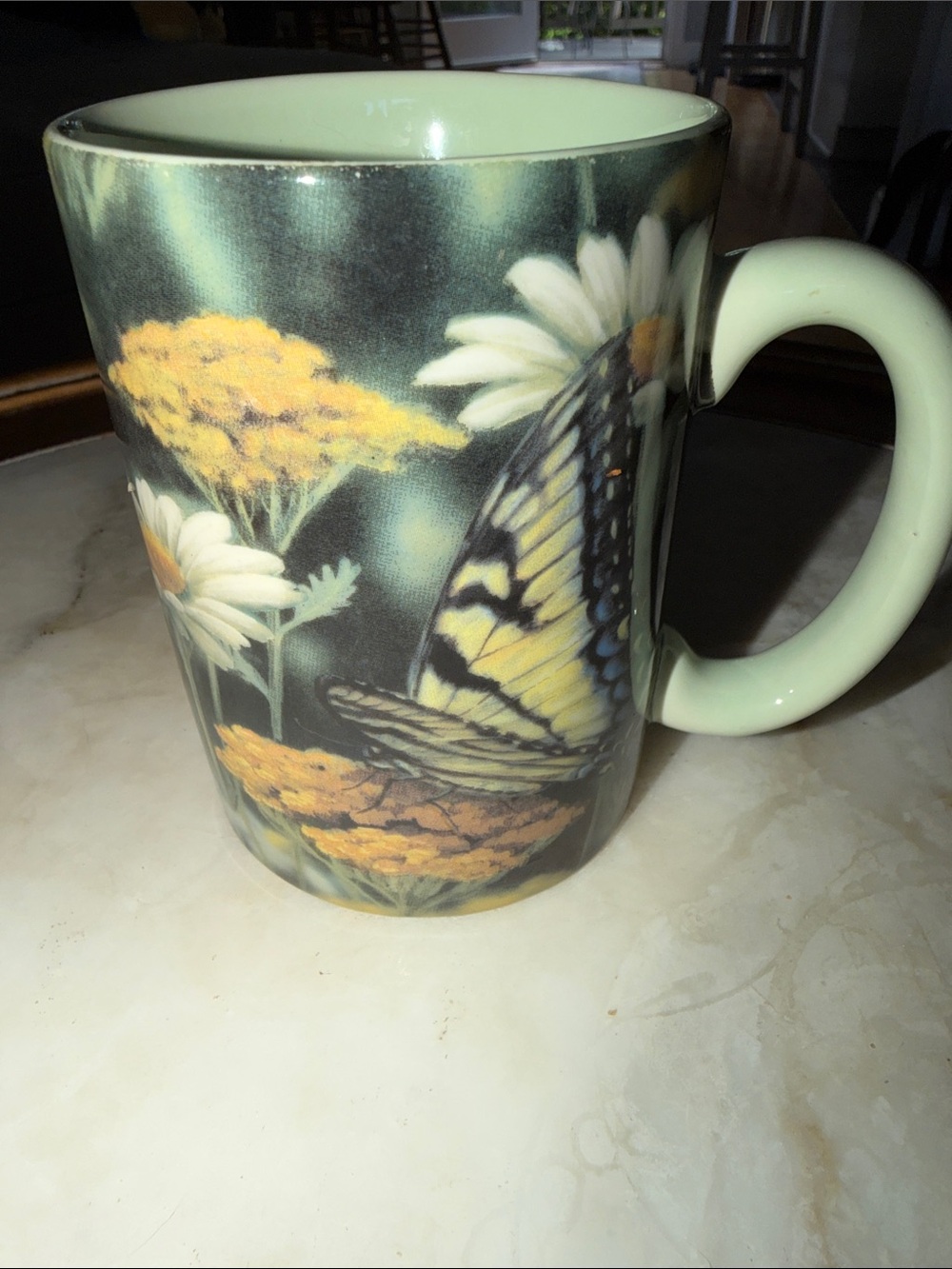 Rosemary Millete FDaisy Butterfly Ceramic Mug in Mint Green
